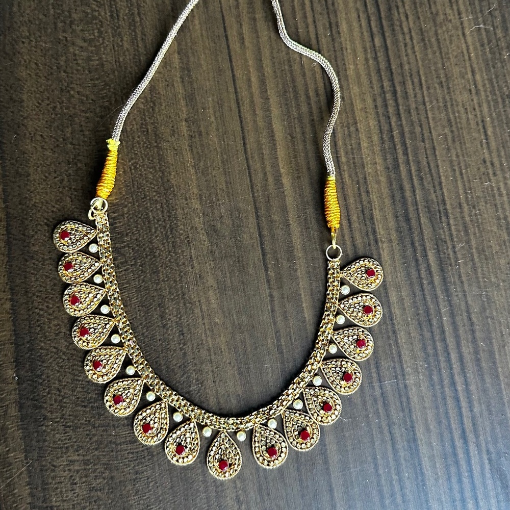 Bollywood Style Gold Toned Tear Drop Necklace - Custom Made